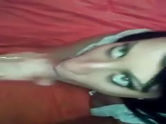 Bitch blowjob and cum on face