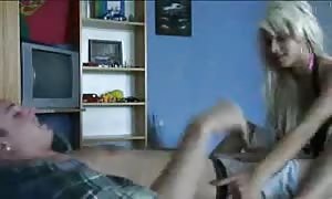 blonde removes swim suit before screwing