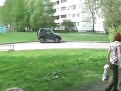 Love girl flashing in park