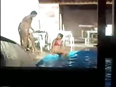 Young Latina fucks & sucks at the pool!