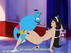 Genie forcing his big dick in Jasmine's asshole