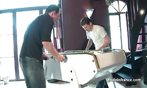 aroused blonde double inserted into in a club