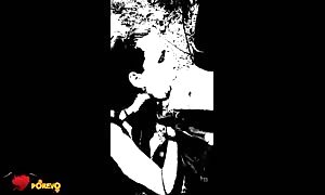 stunning outside blowjob performed by a Russian beauty in the B&W video!