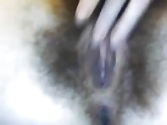 a hairy 18 year old girl with creamy pussy on webcam