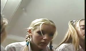 3 schoolgirls present for headmistress