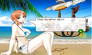 Nami deepthroating and poking on boat (One Piece)