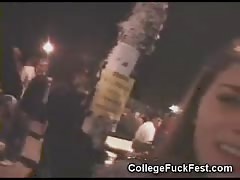 Good-looking college girl is providing an awesome blowjob