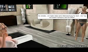 3D manga big boner black man poking blond lady