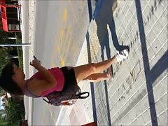 cum behind teens in bus stop