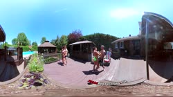 3-Way Porn - VR Group Orgy by the Pool in Public 360