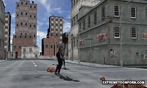 aroused 3D animated comic hotty slurps and fucks on a Rooftop