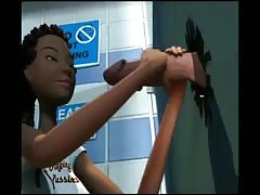3d school girl bath room fun