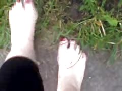 Dirty feet in the garden