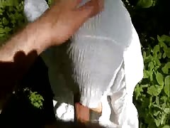 Great outdoor sex in the forest with a big-ass Russian